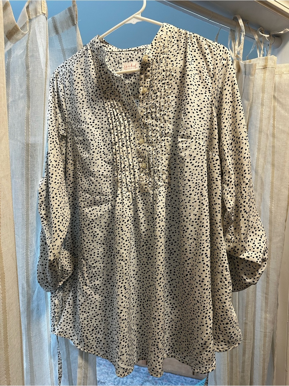 Isabel Maternity by Ingrid & Isabel Cream Blouse with Black Dot Print